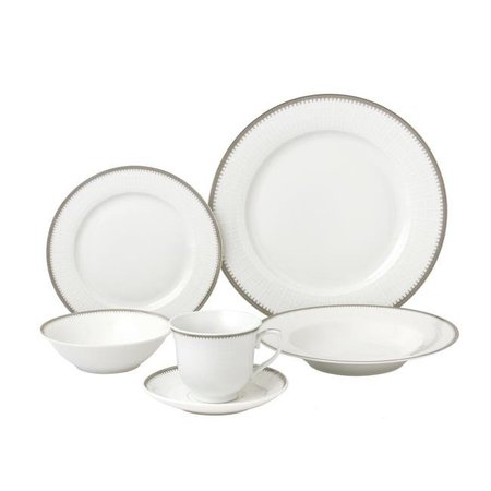 LORENZO IMPORT Lorenzo Import LH433 24 Piece Porcelain Dinnerware Service; Silver - for 4 Alyssa LH433